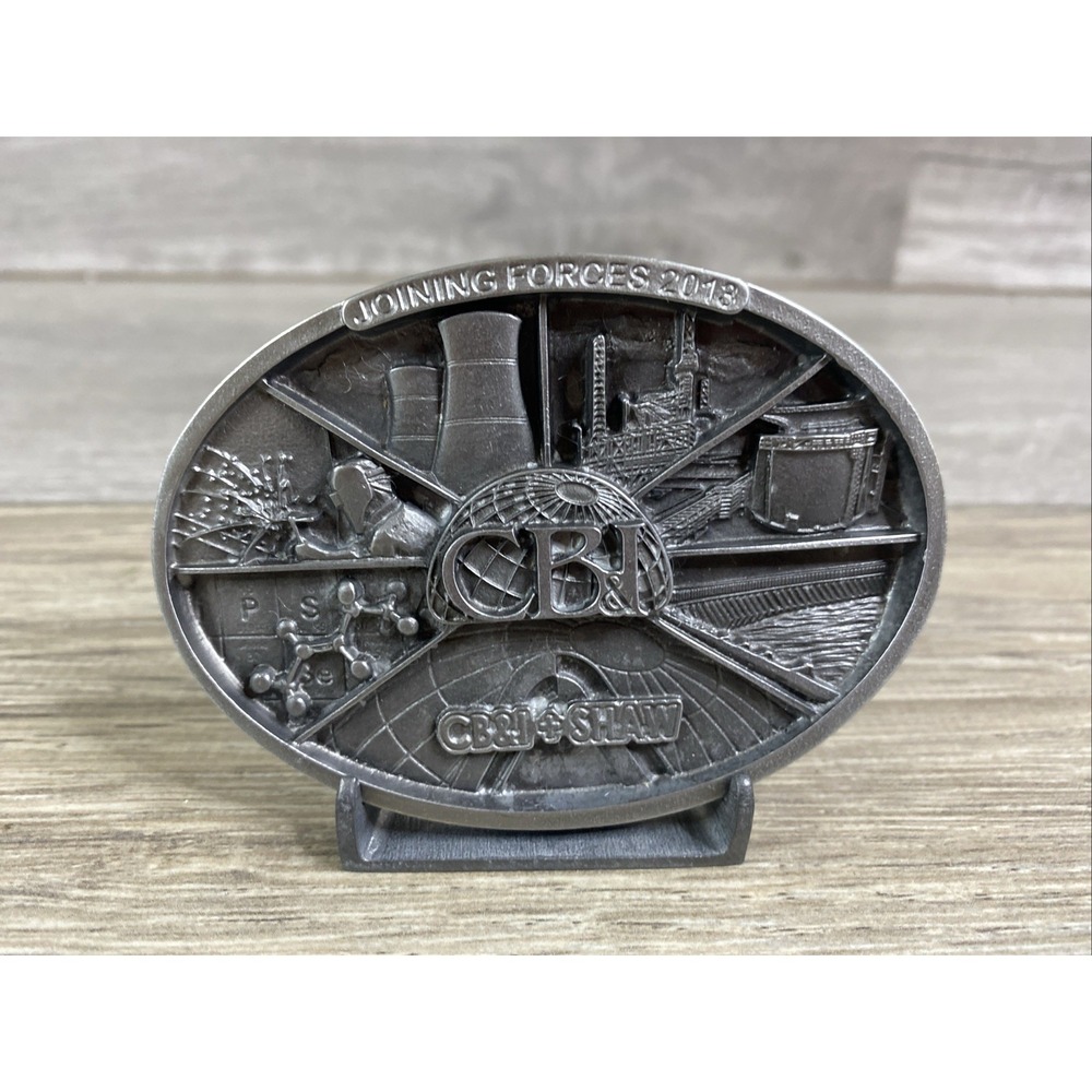 CBI + Shaw Joining Forces 2013 Commemorative Belt‎ Buckle W/ Stand Made in USA